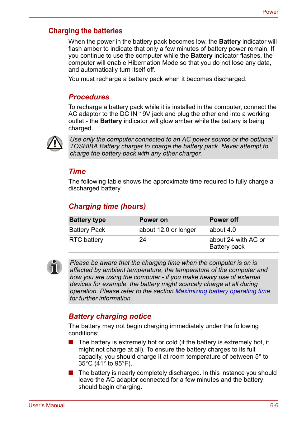 Charging the batteries | Toshiba Qosmio X300 User Manual | Page 125 / 219