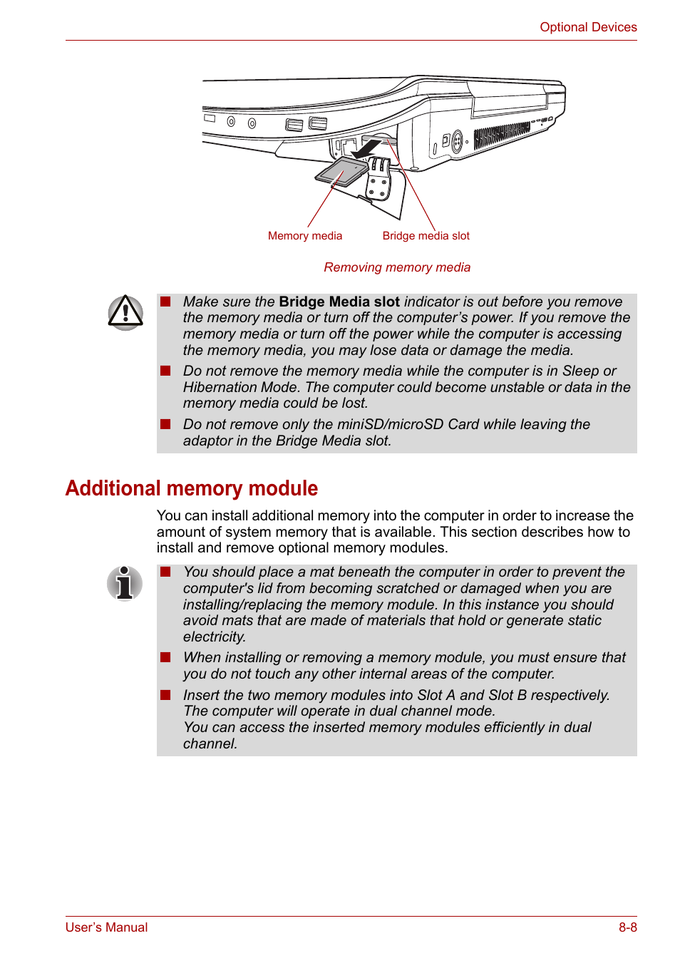 Additional memory module, Additional memory module -8, Additional memory | Module | Toshiba Qosmio X300 User Manual | Page 146 / 219