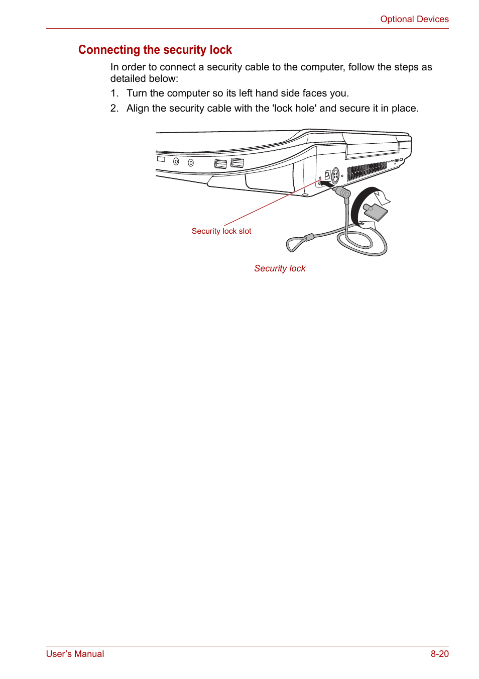 Connecting the security lock | Toshiba Qosmio X300 User Manual | Page 158 / 219