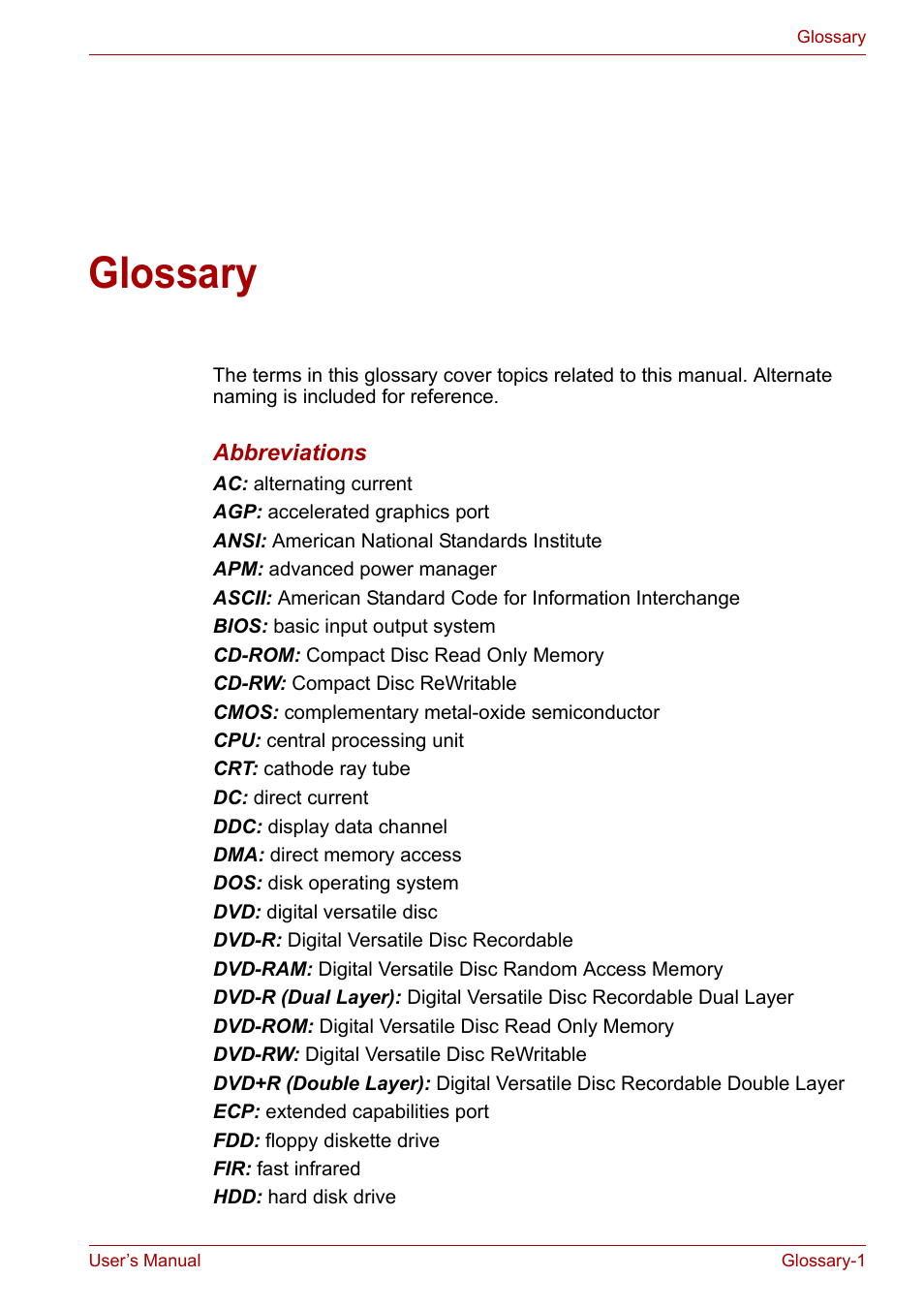 Glossary | Toshiba Qosmio X300 User Manual | Page 201 / 219