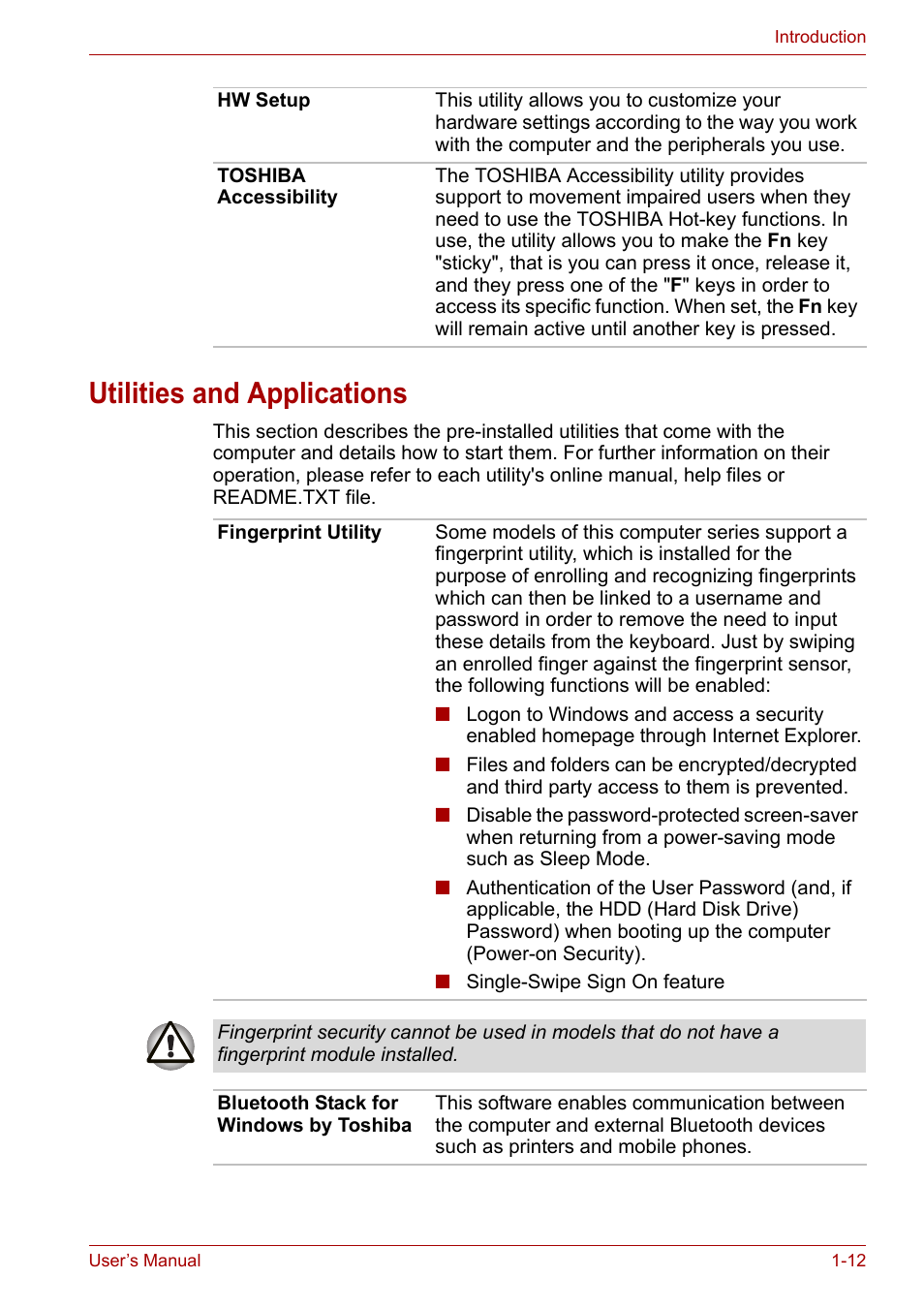 Utilities and applications, Utilities and applications -12 | Toshiba Qosmio X300 User Manual | Page 33 / 219