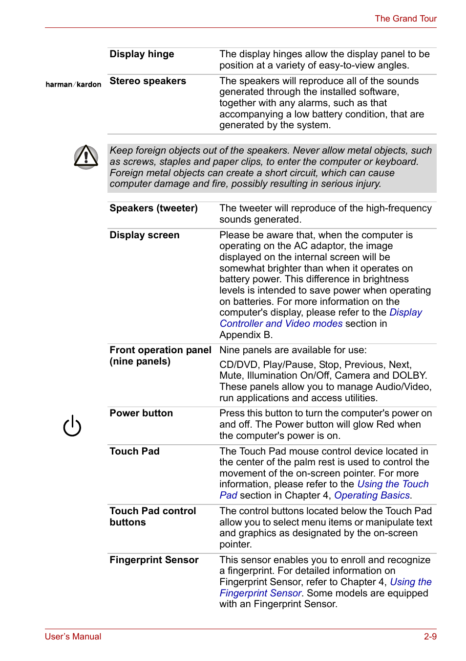 Toshiba Qosmio X300 User Manual | Page 45 / 219