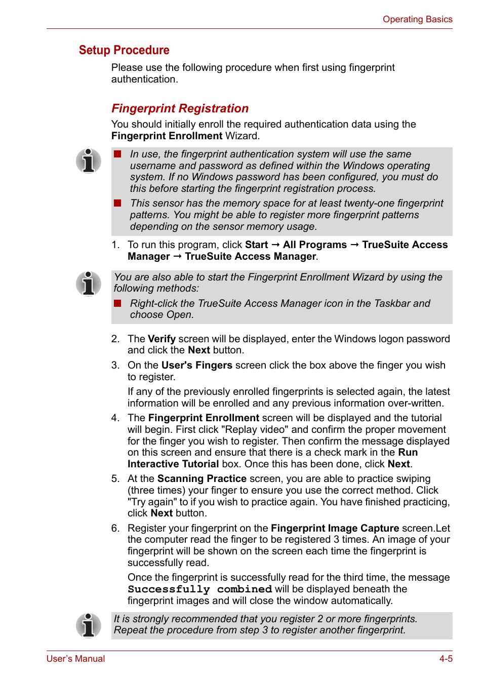 Setup procedure | Toshiba Qosmio X300 User Manual | Page 69 / 219