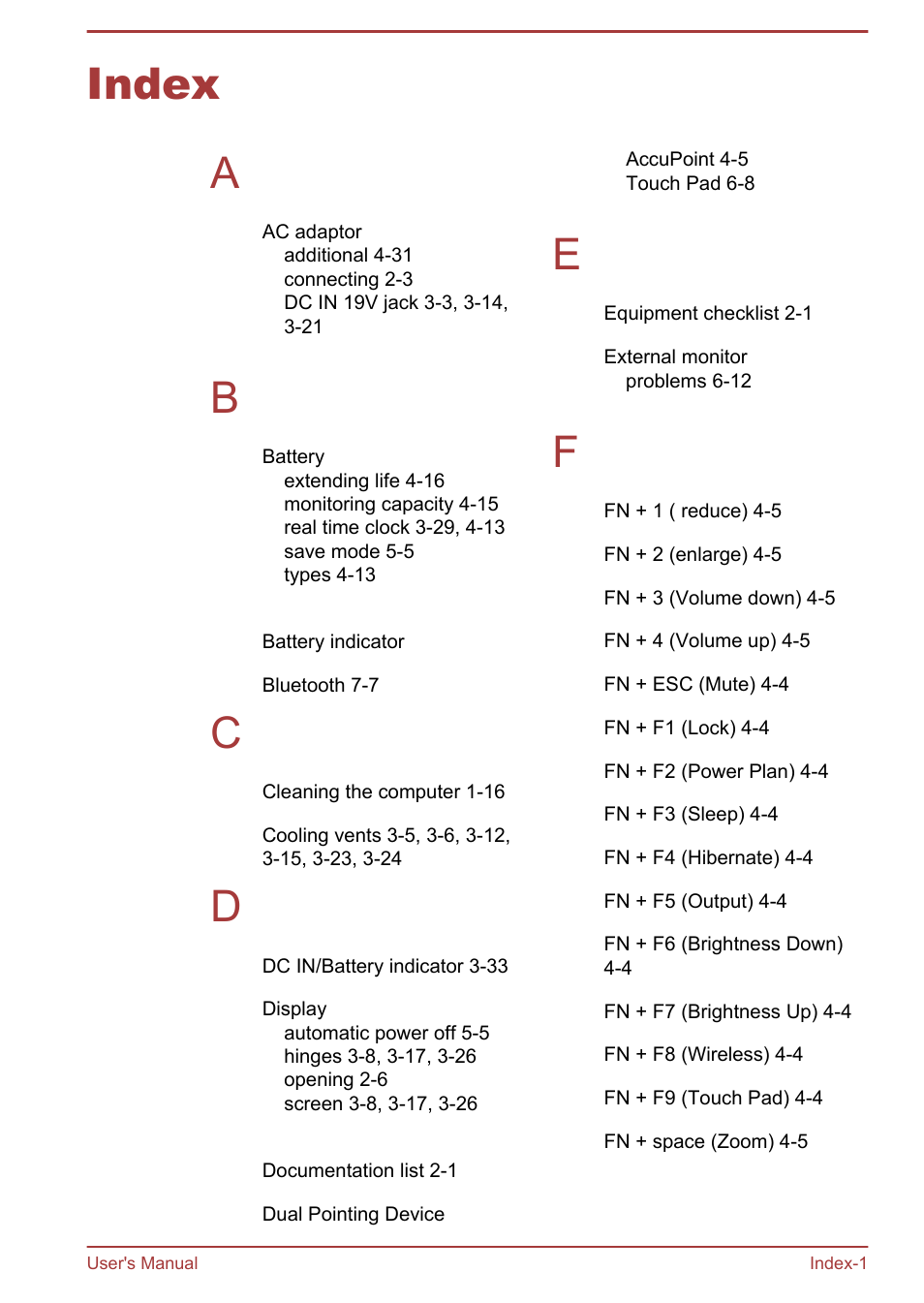 Index, Index a | Toshiba Satellite Z30-A User Manual | Page 159 / 161