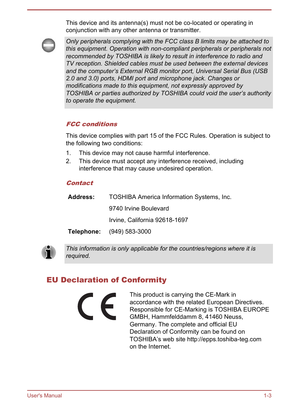Eu declaration of conformity | Toshiba Satellite Z30-A User Manual | Page 6 / 161