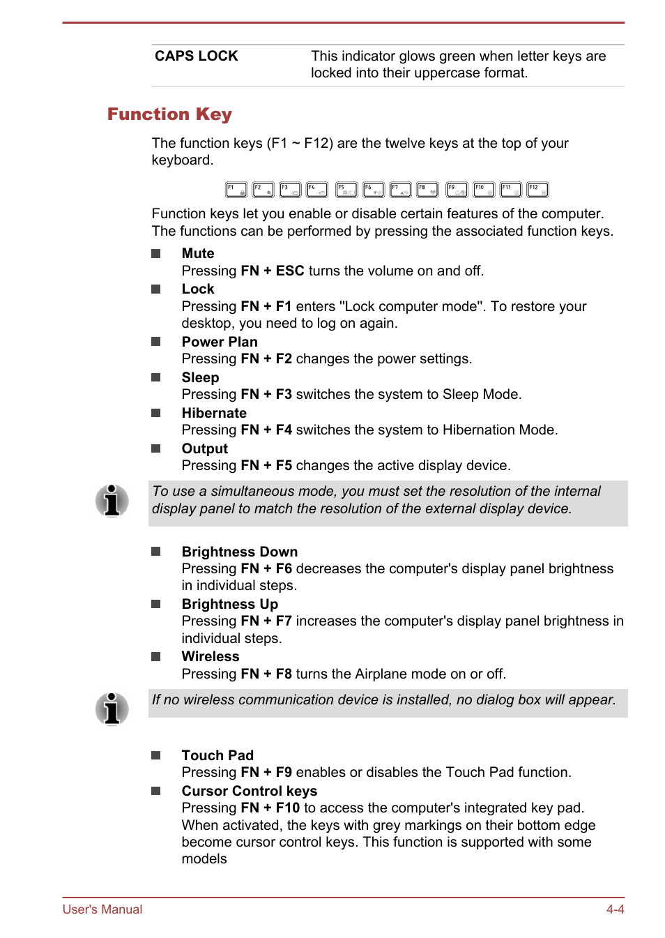 Function key | Toshiba Satellite Z30-A User Manual | Page 71 / 161