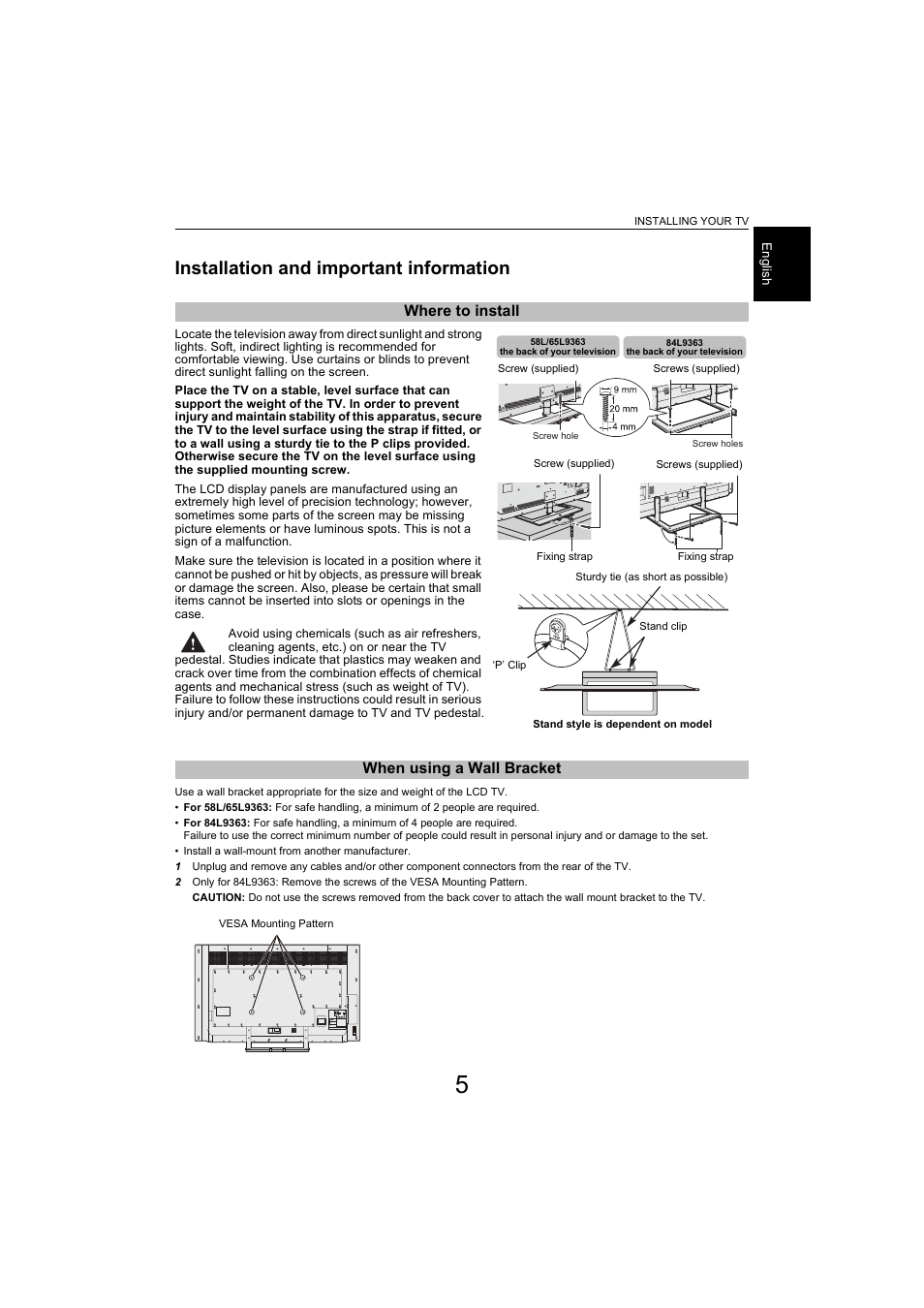 Installation and important information | Toshiba L9363 User Manual | Page 5 / 106