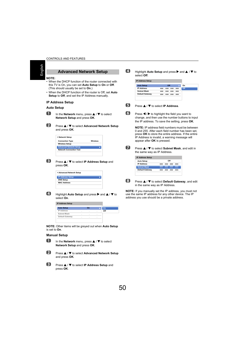 Advanced network setup | Toshiba L9363 User Manual | Page 50 / 106