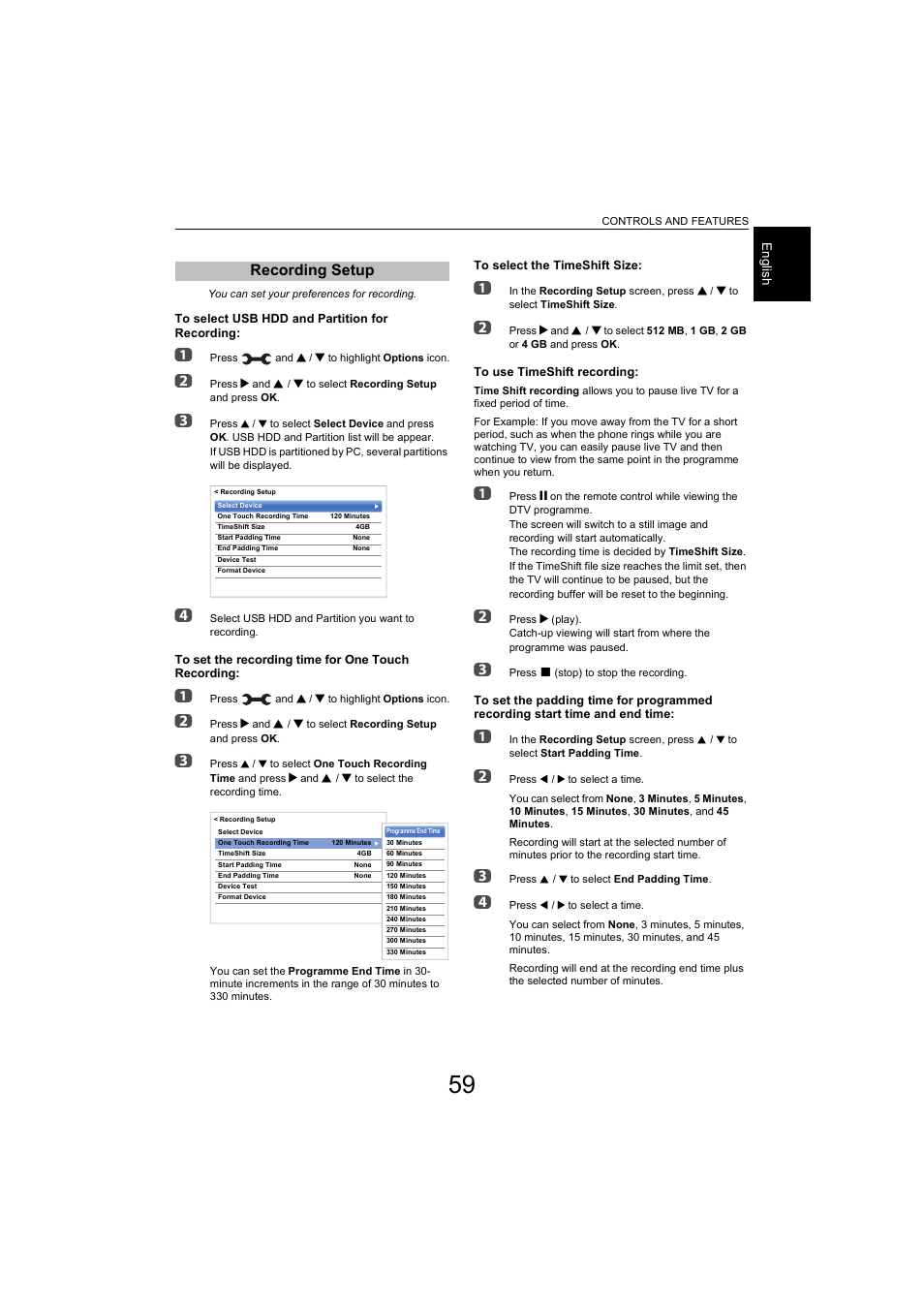 Recording setup | Toshiba L9363 User Manual | Page 59 / 106