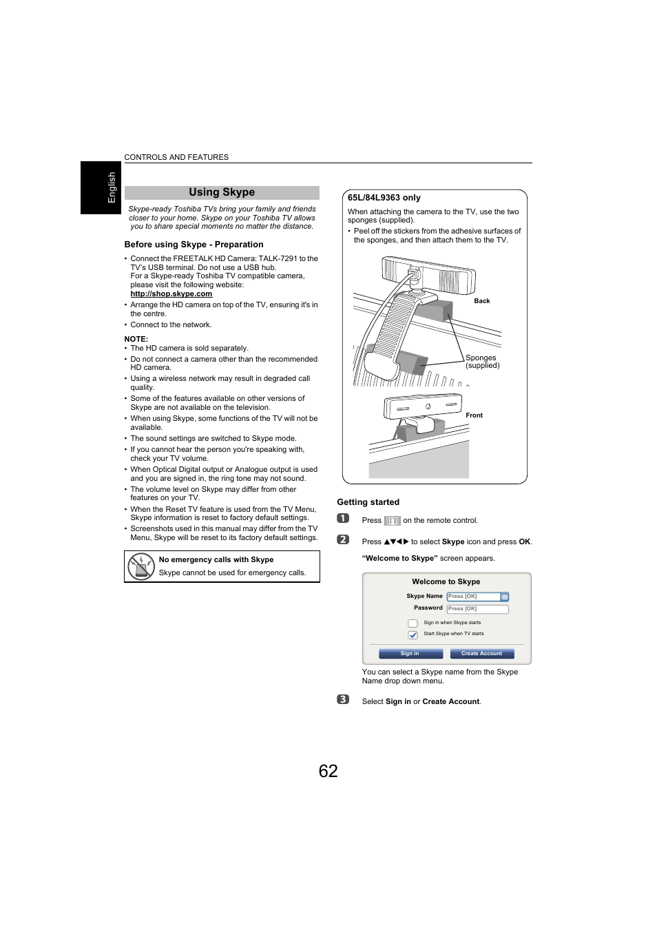 Using skype | Toshiba L9363 User Manual | Page 62 / 106