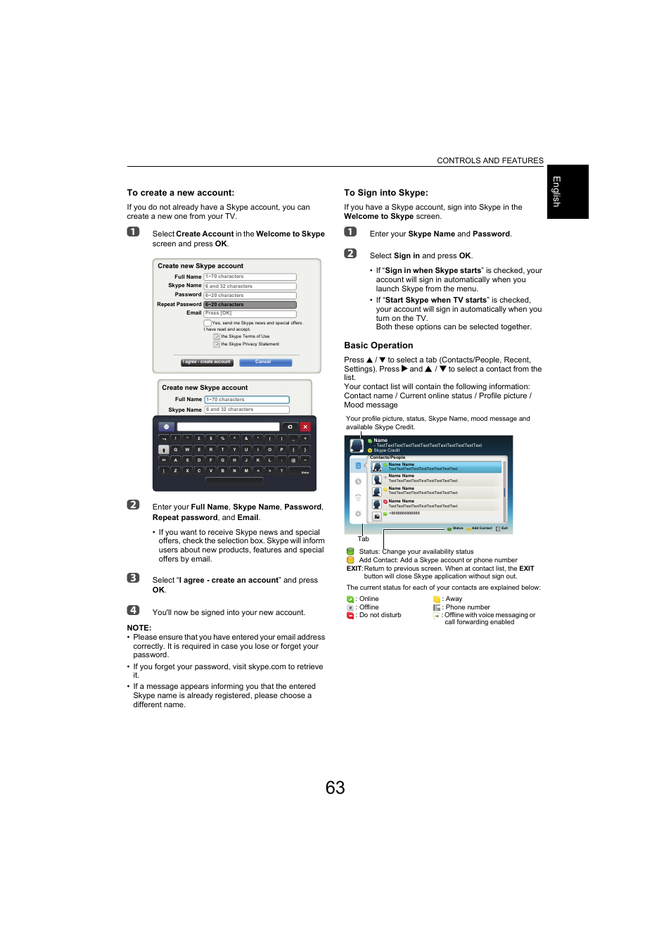 Eng lis h, Basic operation | Toshiba L9363 User Manual | Page 63 / 106