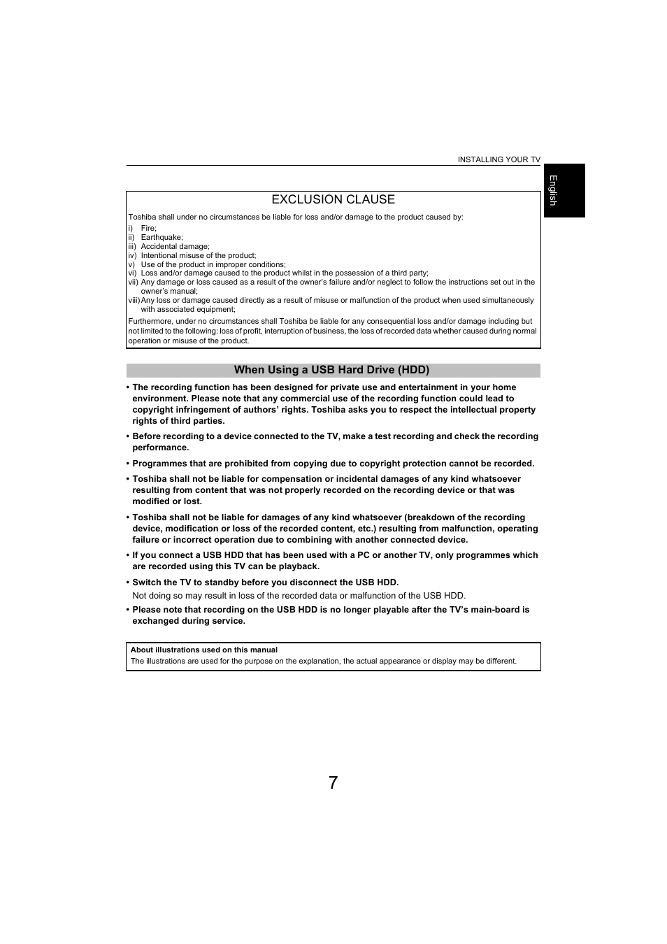 Exclusion clause | Toshiba L9363 User Manual | Page 7 / 106