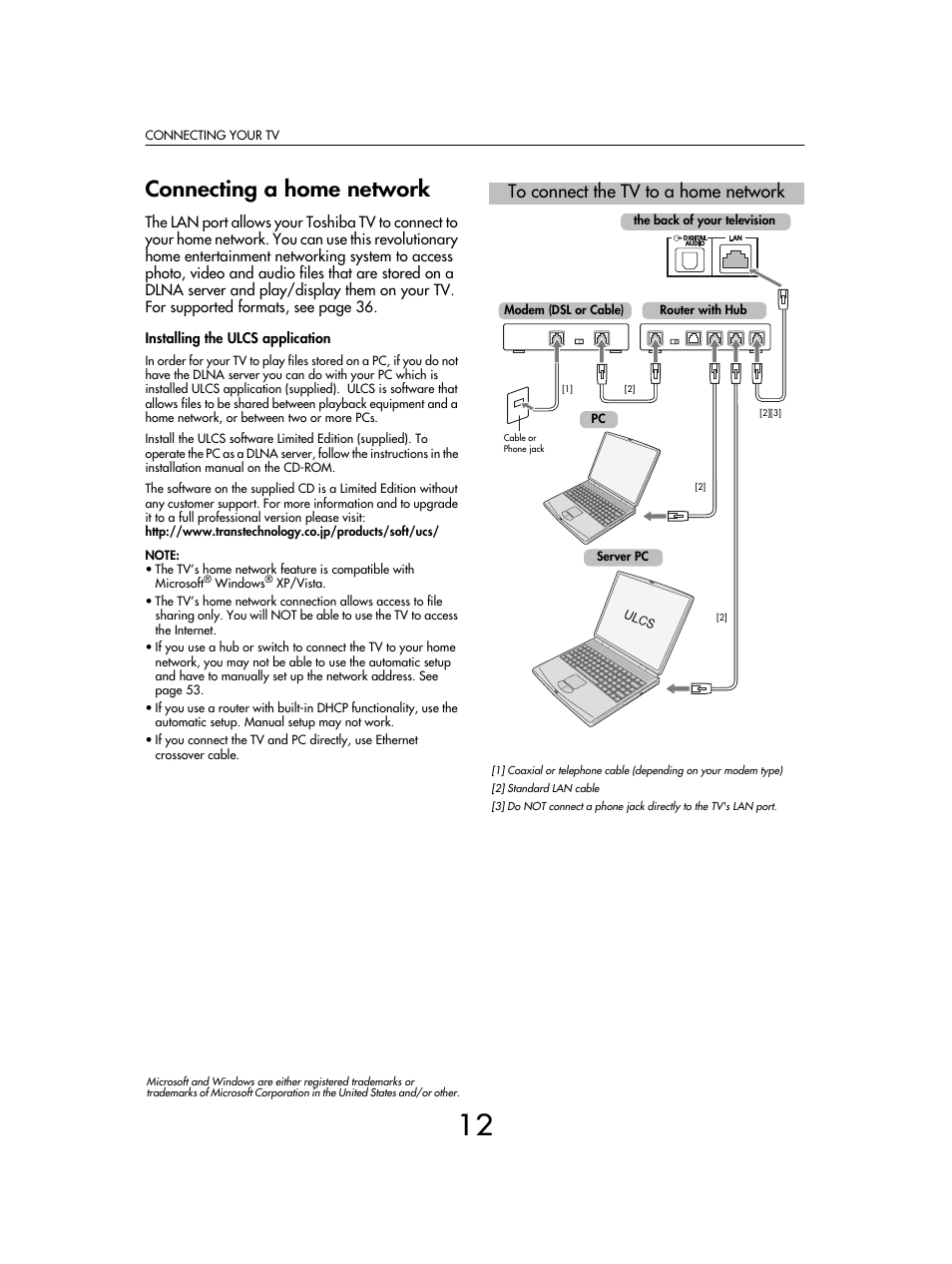 Connecting a home network | Toshiba SV685 User Manual | Page 12 / 62