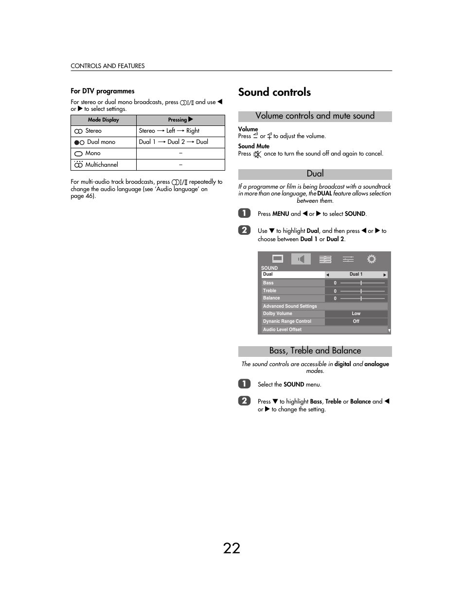 Sound controls | Toshiba SV685 User Manual | Page 22 / 62