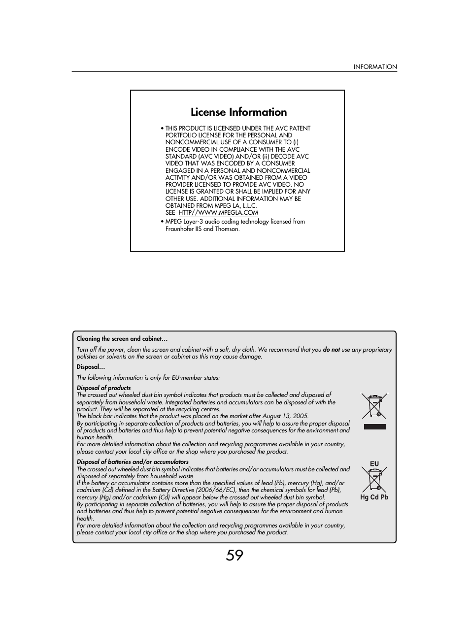 License information | Toshiba SV685 User Manual | Page 59 / 62