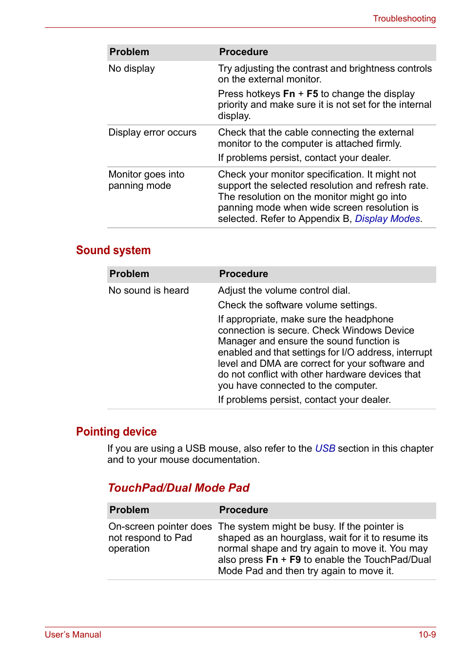 Sound system pointing device | Toshiba Satellite P200 (PSPBL) User Manual | Page 159 / 191