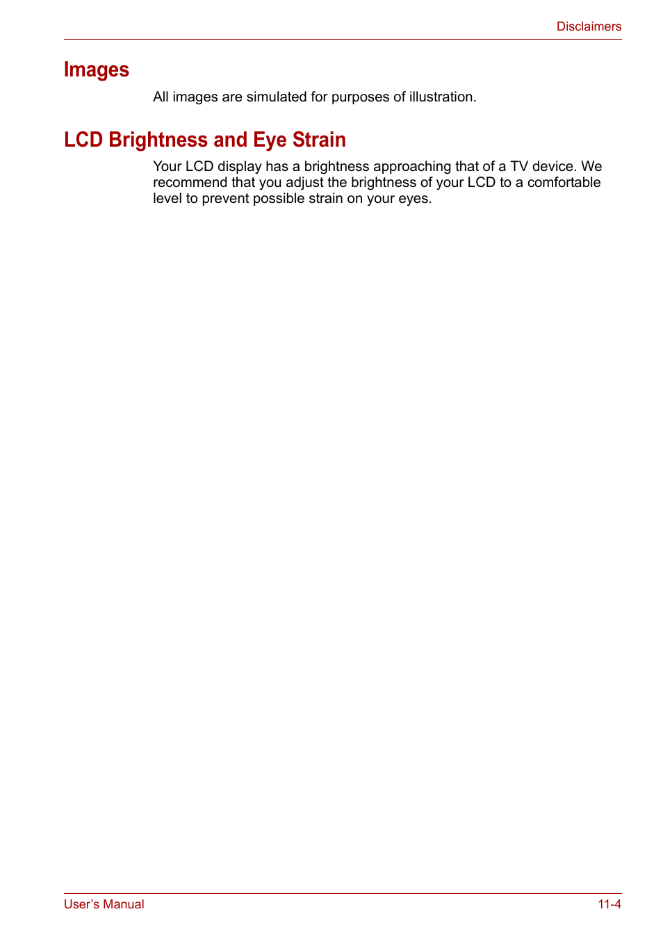 Images, Lcd brightness and eye strain, Images -4 lcd brightness and eye strain -4 | Toshiba Satellite P200 (PSPBL) User Manual | Page 172 / 191