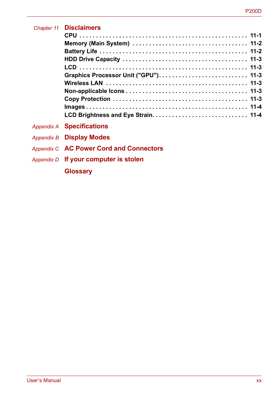 Toshiba Satellite P200 (PSPBL) User Manual | Page 20 / 191