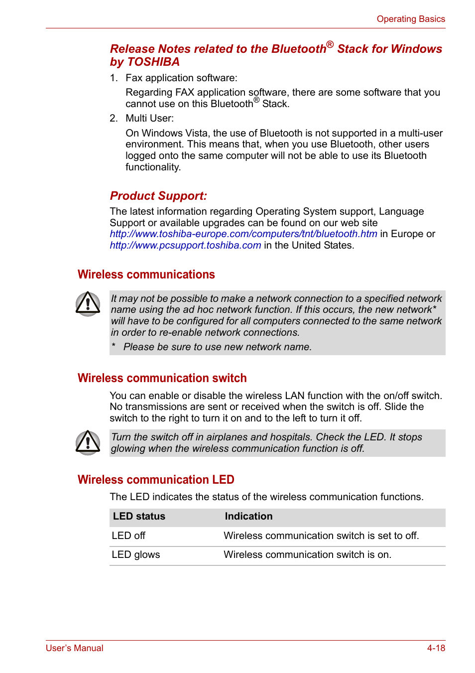 Wireless communication led | Toshiba Satellite P200 (PSPBL) User Manual | Page 76 / 191