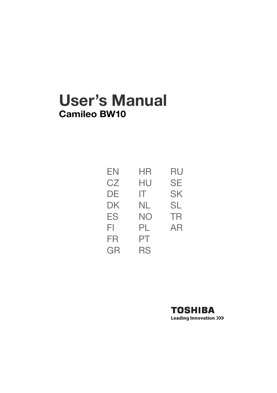 Toshiba Camileo BW10 User Manual | 63 pages