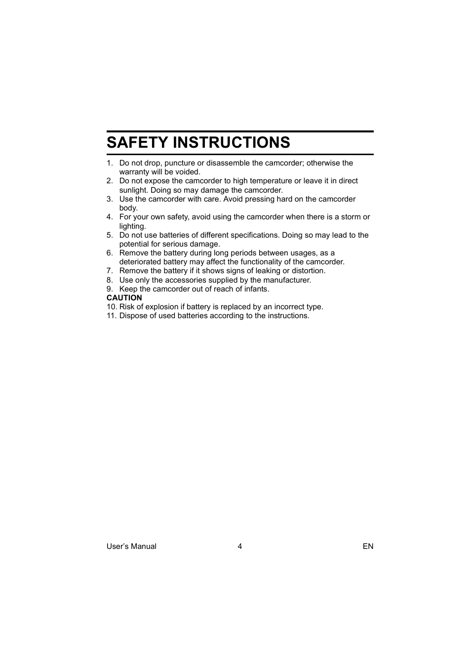 Safety instructions | Toshiba Camileo BW10 User Manual | Page 17 / 63