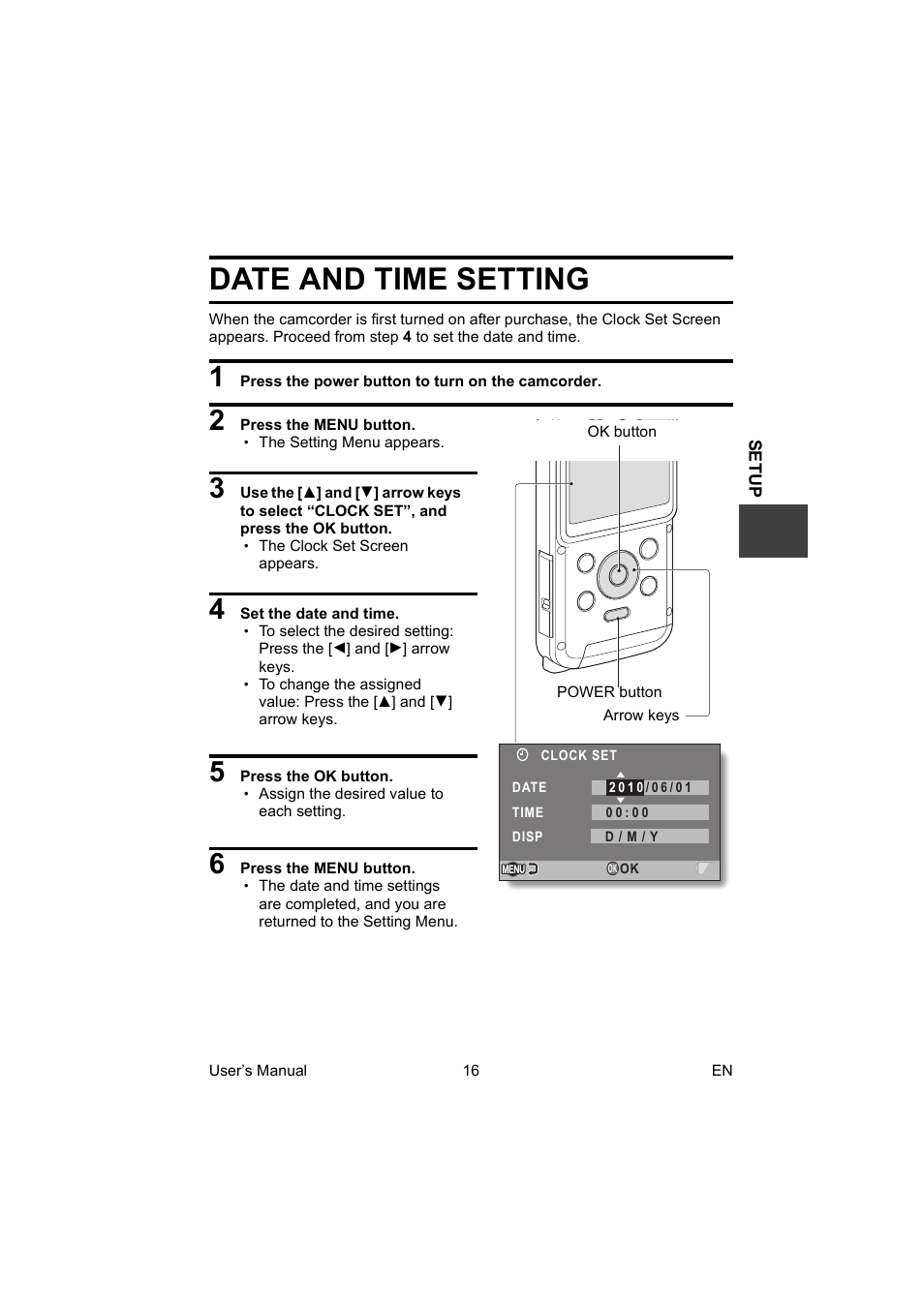 Date and time setting | Toshiba Camileo BW10 User Manual | Page 29 / 63