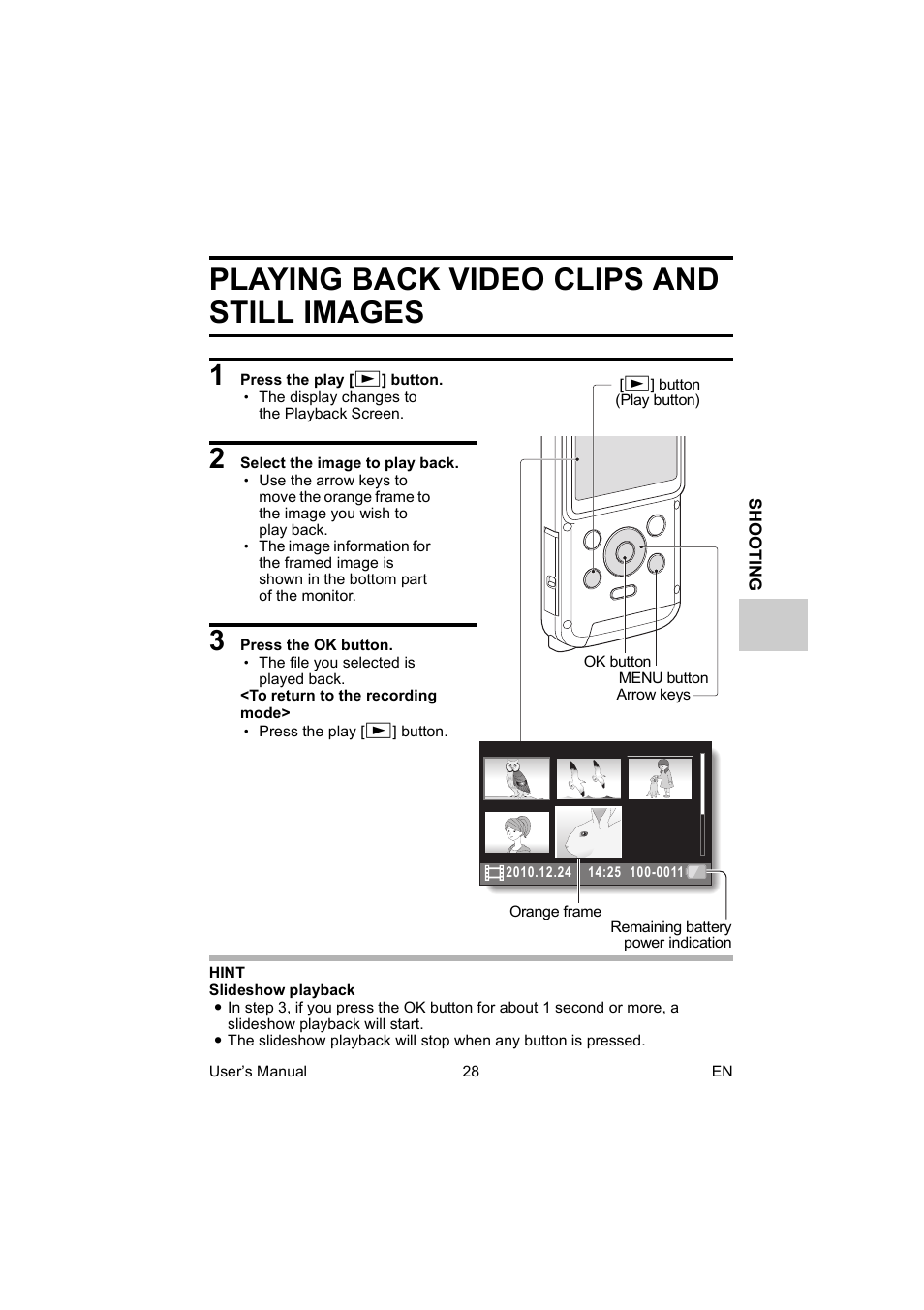Playing back video clips and still images | Toshiba Camileo BW10 User Manual | Page 41 / 63