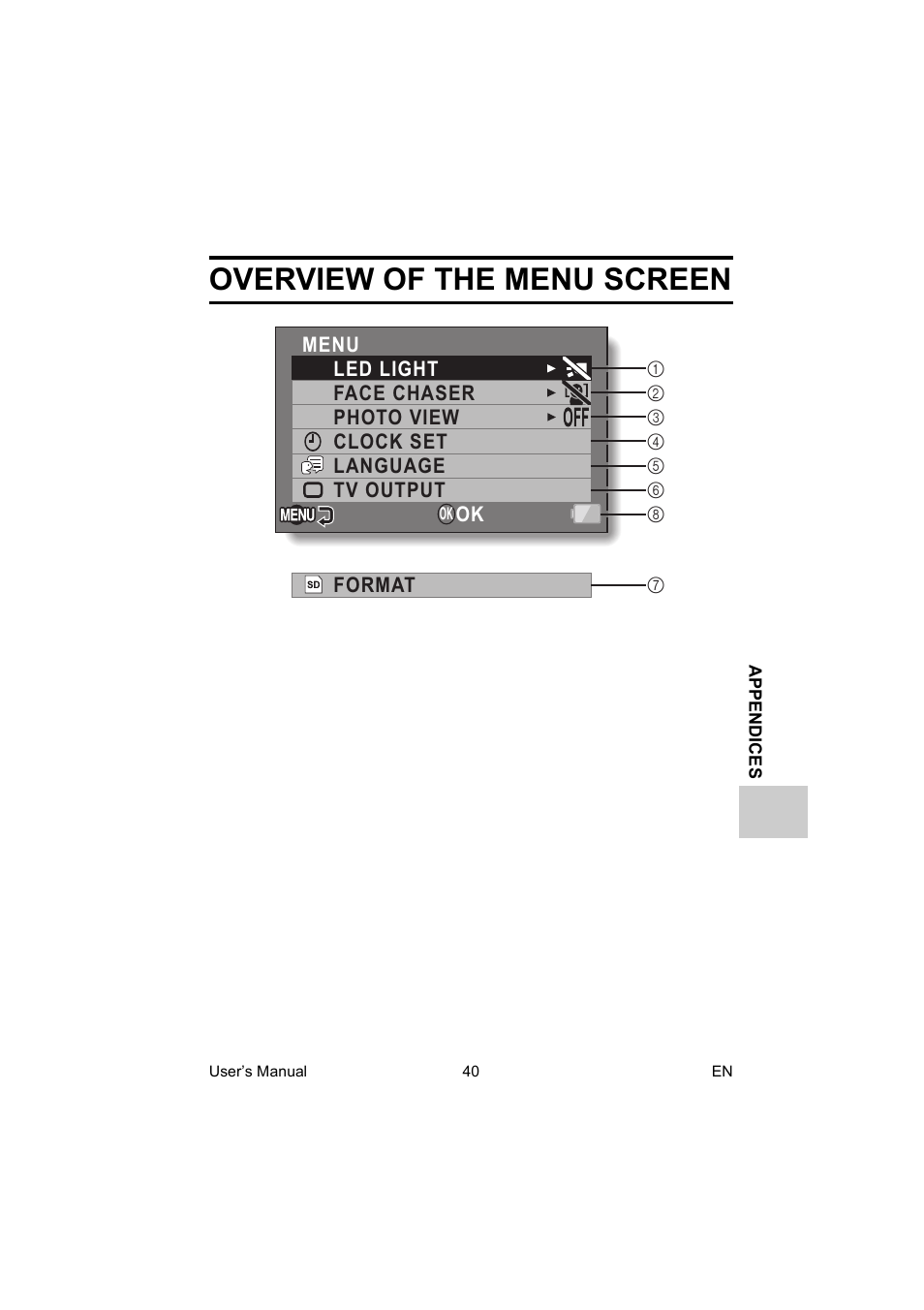 Overview of the menu screen | Toshiba Camileo BW10 User Manual | Page 53 / 63