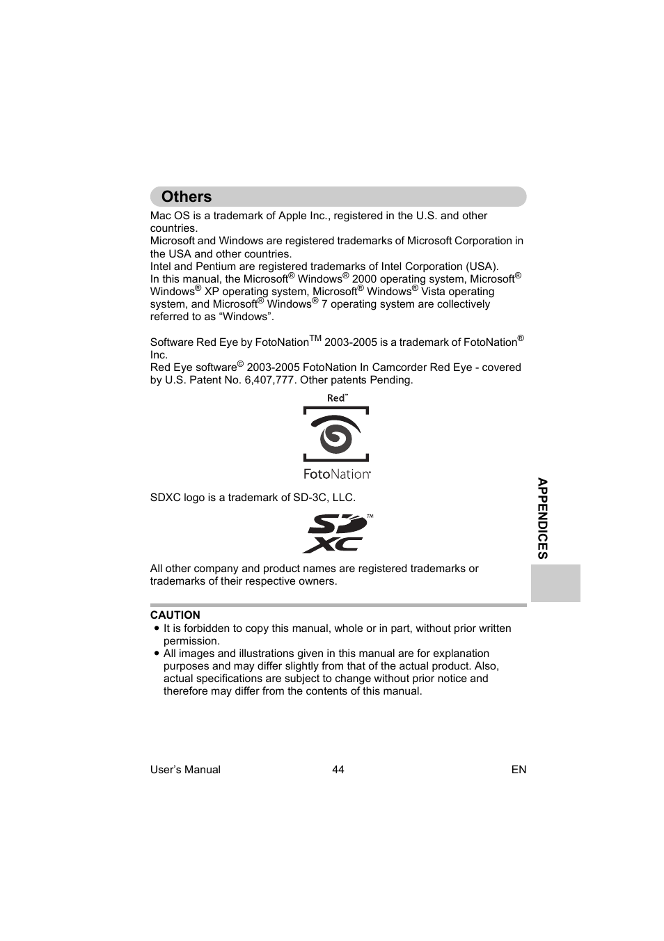 Others | Toshiba Camileo BW10 User Manual | Page 57 / 63