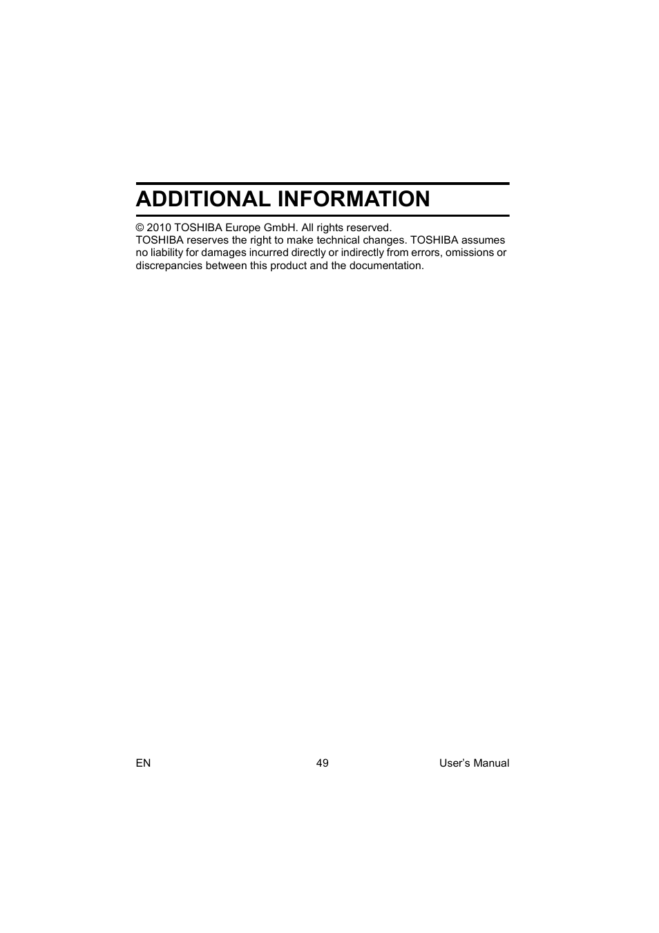 Additional information | Toshiba Camileo BW10 User Manual | Page 62 / 63