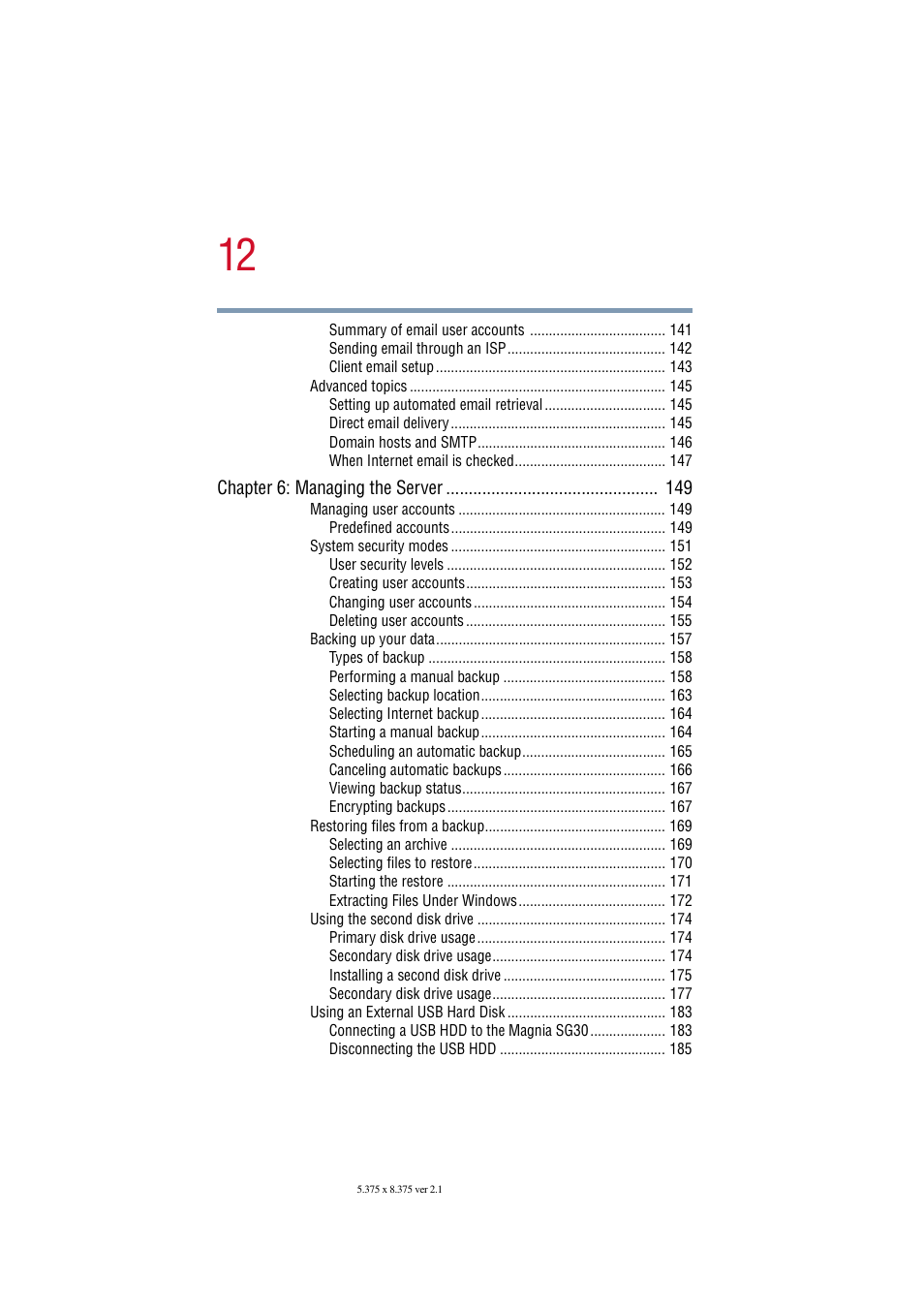 Chapter 6: managing the server 149 | Toshiba Magnia SG30 User Manual | Page 11 / 296