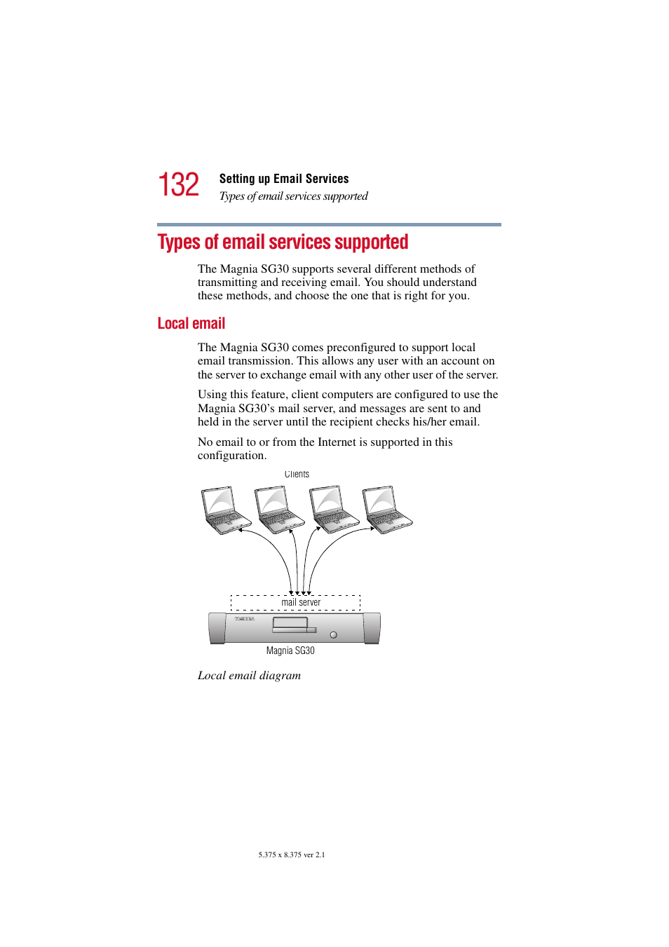 Types of email services supported, Local email | Toshiba Magnia SG30 User Manual | Page 126 / 296