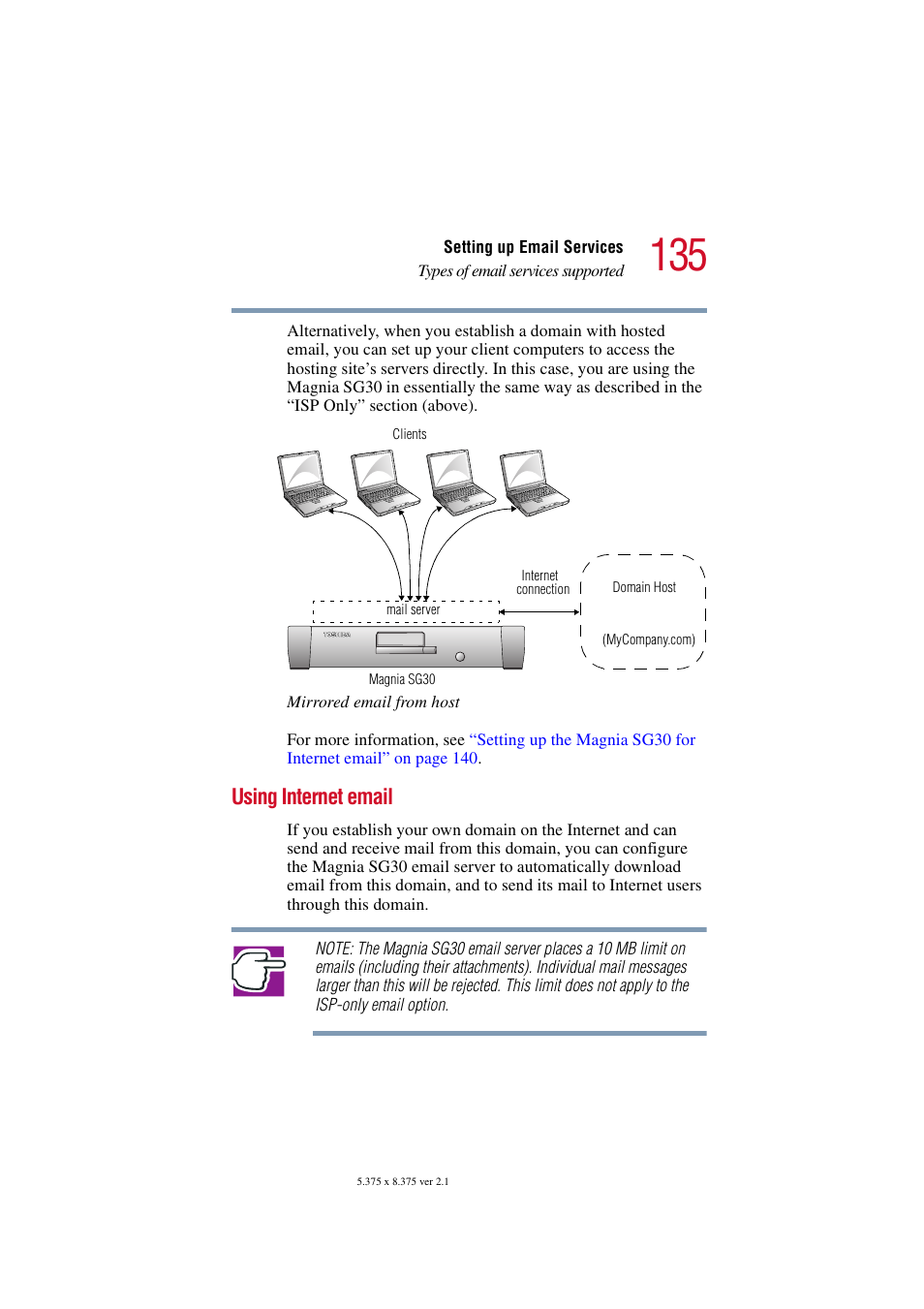 Using internet email | Toshiba Magnia SG30 User Manual | Page 129 / 296