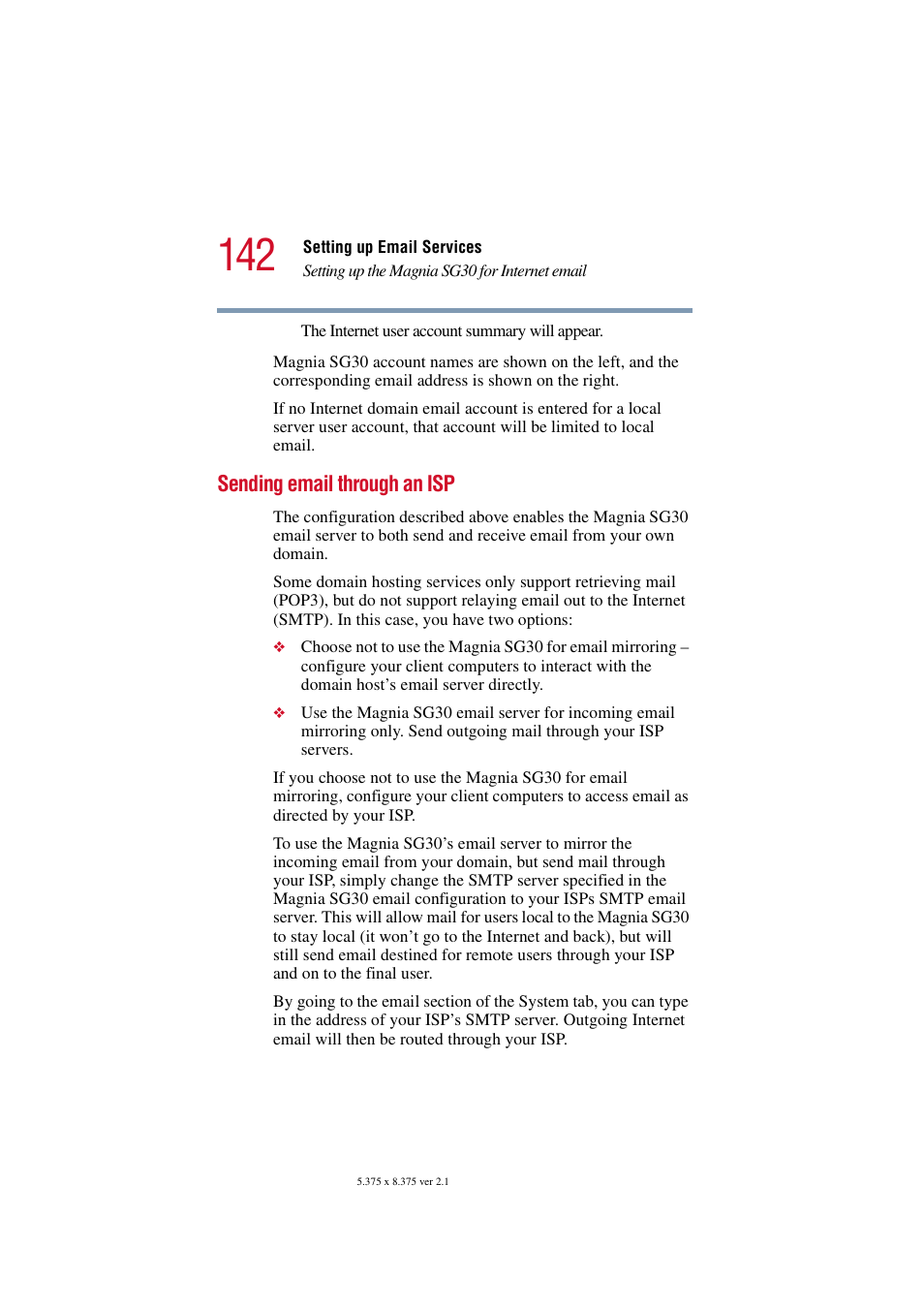 Sending email through an isp | Toshiba Magnia SG30 User Manual | Page 136 / 296