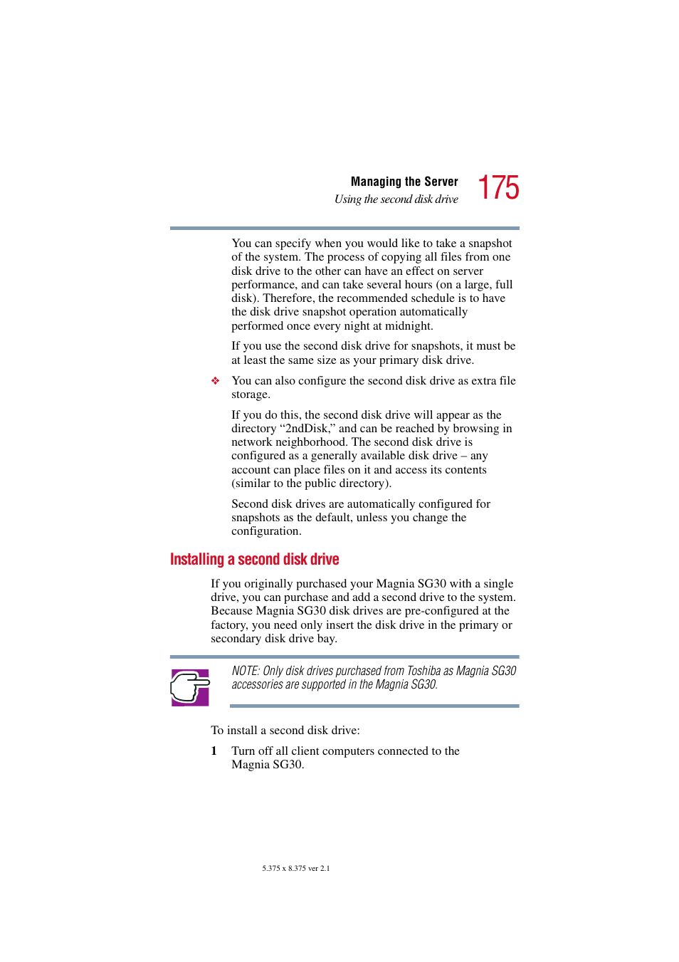 Installing a second disk drive | Toshiba Magnia SG30 User Manual | Page 168 / 296