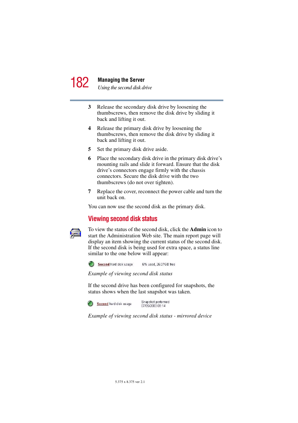 Viewing second disk status | Toshiba Magnia SG30 User Manual | Page 175 / 296