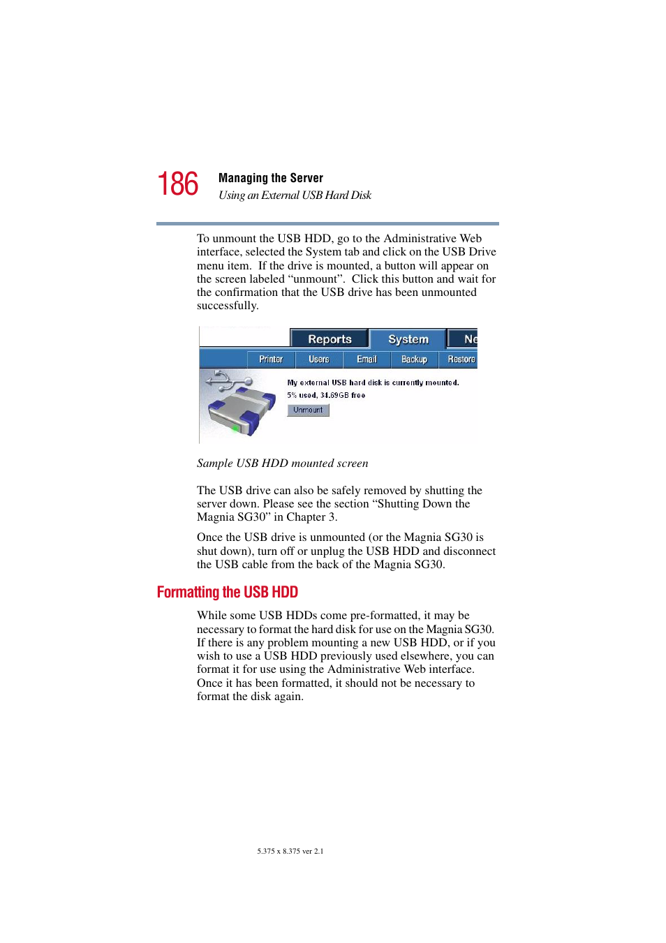 Formatting the usb hdd | Toshiba Magnia SG30 User Manual | Page 179 / 296
