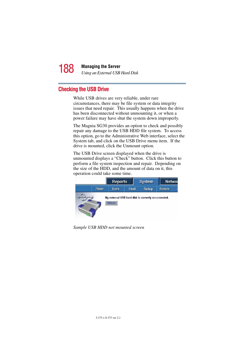 Checking the usb drive | Toshiba Magnia SG30 User Manual | Page 181 / 296