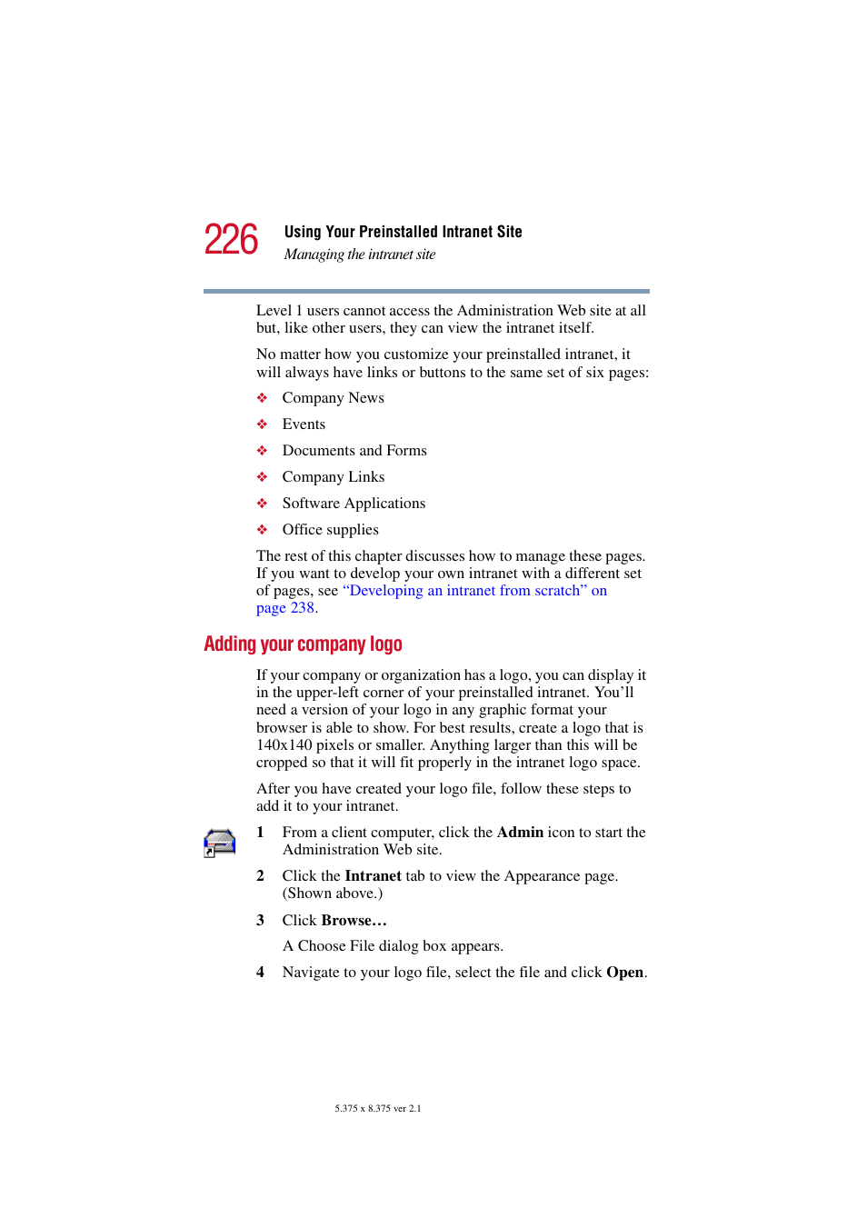 Adding your company logo | Toshiba Magnia SG30 User Manual | Page 216 / 296