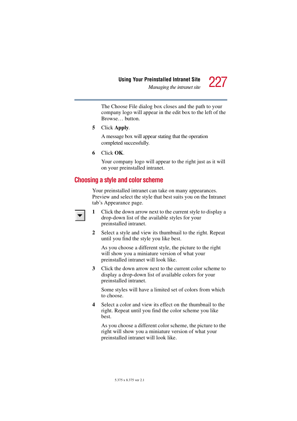 Choosing a style and color scheme | Toshiba Magnia SG30 User Manual | Page 217 / 296