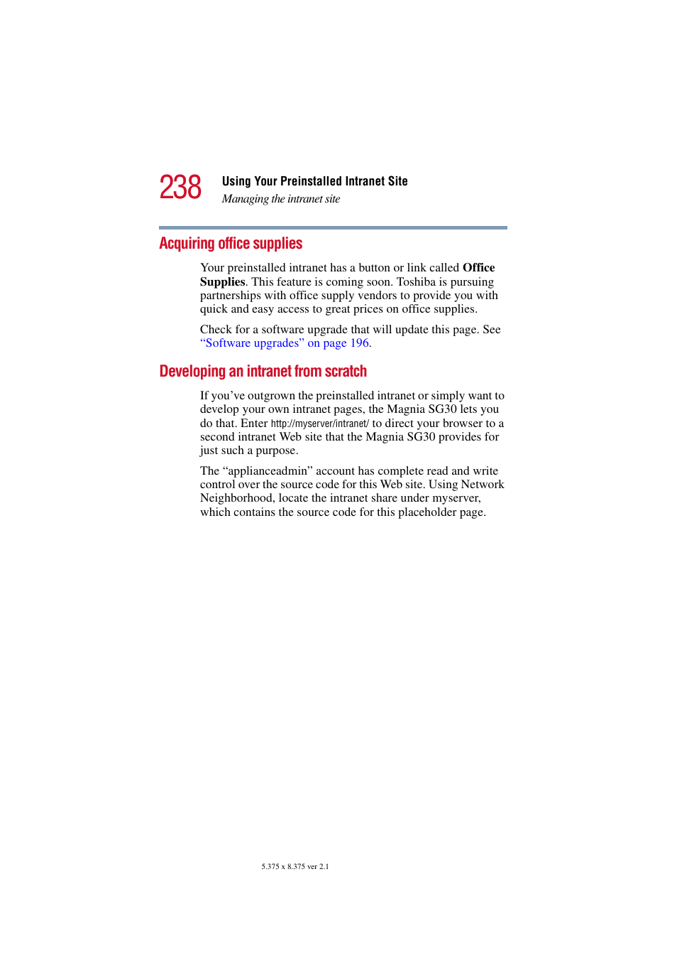 Acquiring office supplies, Developing an intranet from scratch | Toshiba Magnia SG30 User Manual | Page 228 / 296