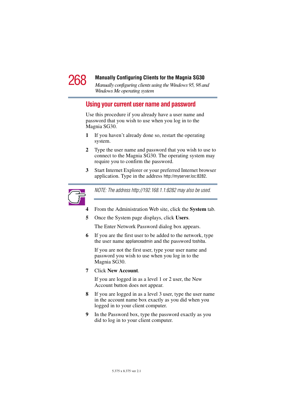Using your current user name and password | Toshiba Magnia SG30 User Manual | Page 257 / 296