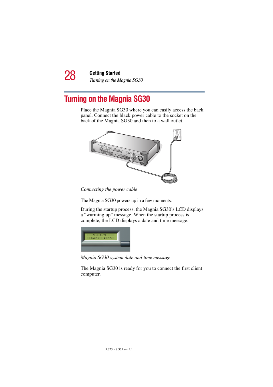 Turning on the magnia sg30 | Toshiba Magnia SG30 User Manual | Page 26 / 296