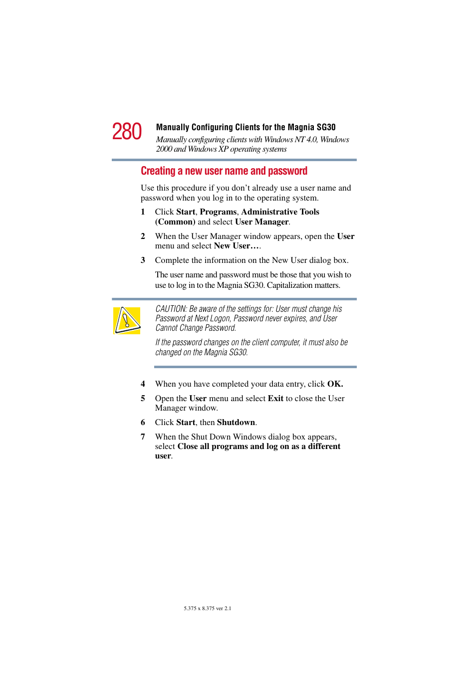 Creating a new user name and password | Toshiba Magnia SG30 User Manual | Page 269 / 296