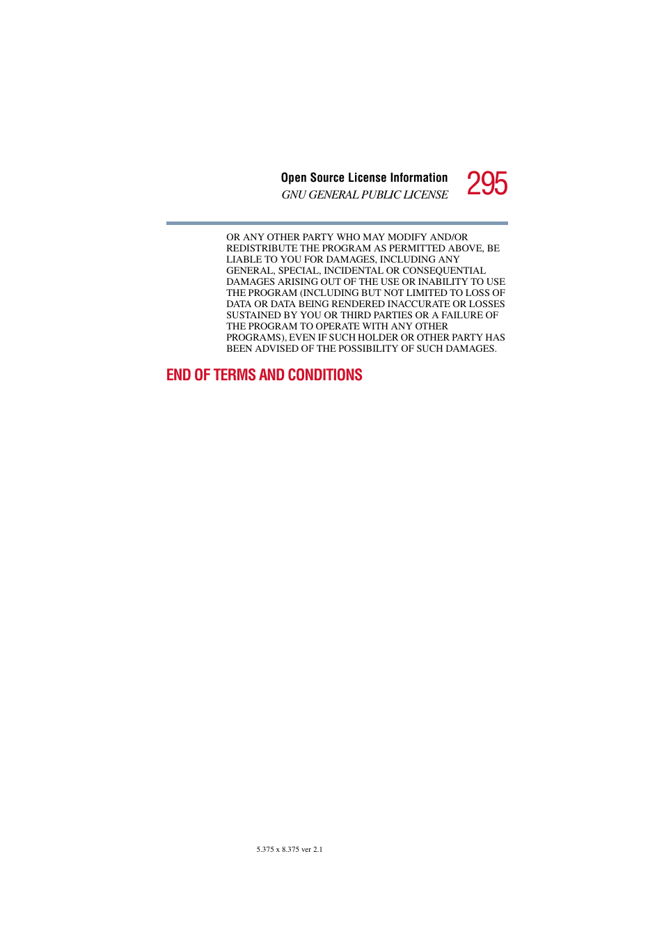 End of terms and conditions | Toshiba Magnia SG30 User Manual | Page 283 / 296