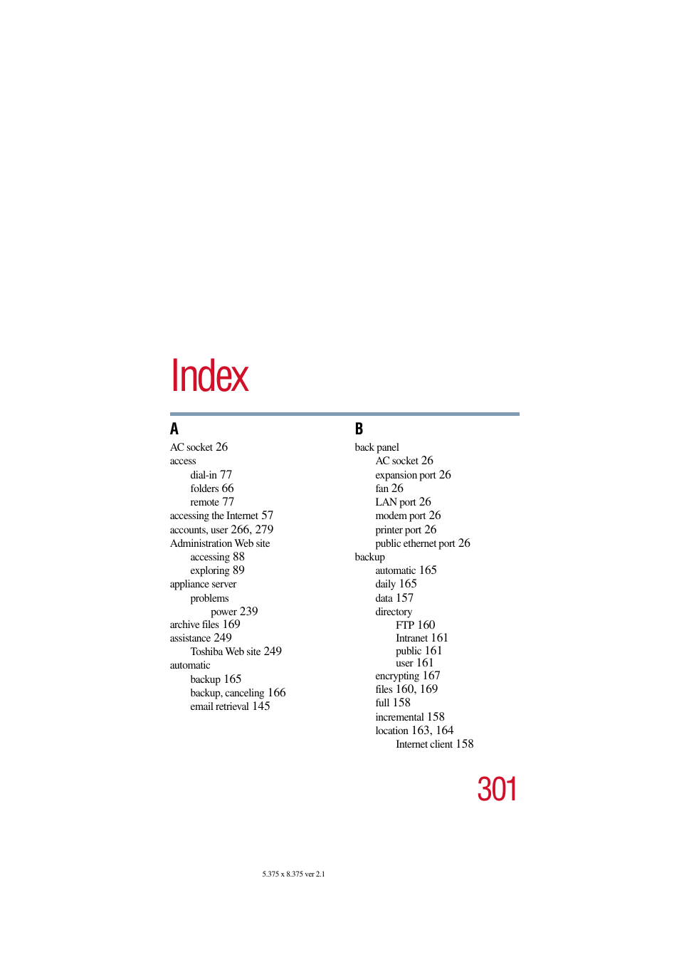 Index | Toshiba Magnia SG30 User Manual | Page 289 / 296