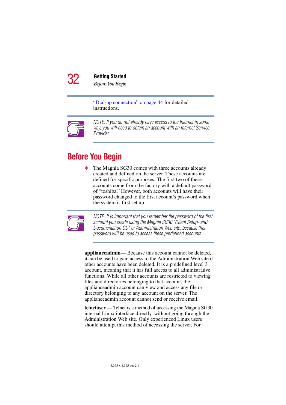 Before you begin | Toshiba Magnia SG30 User Manual | Page 30 / 296