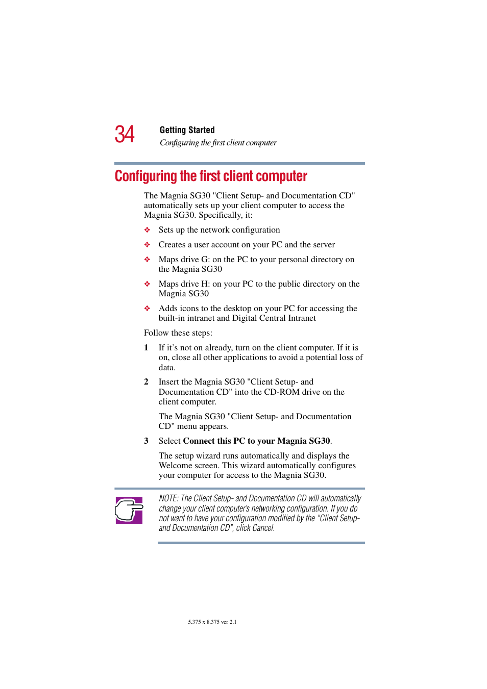 Configuring the first client computer | Toshiba Magnia SG30 User Manual | Page 32 / 296