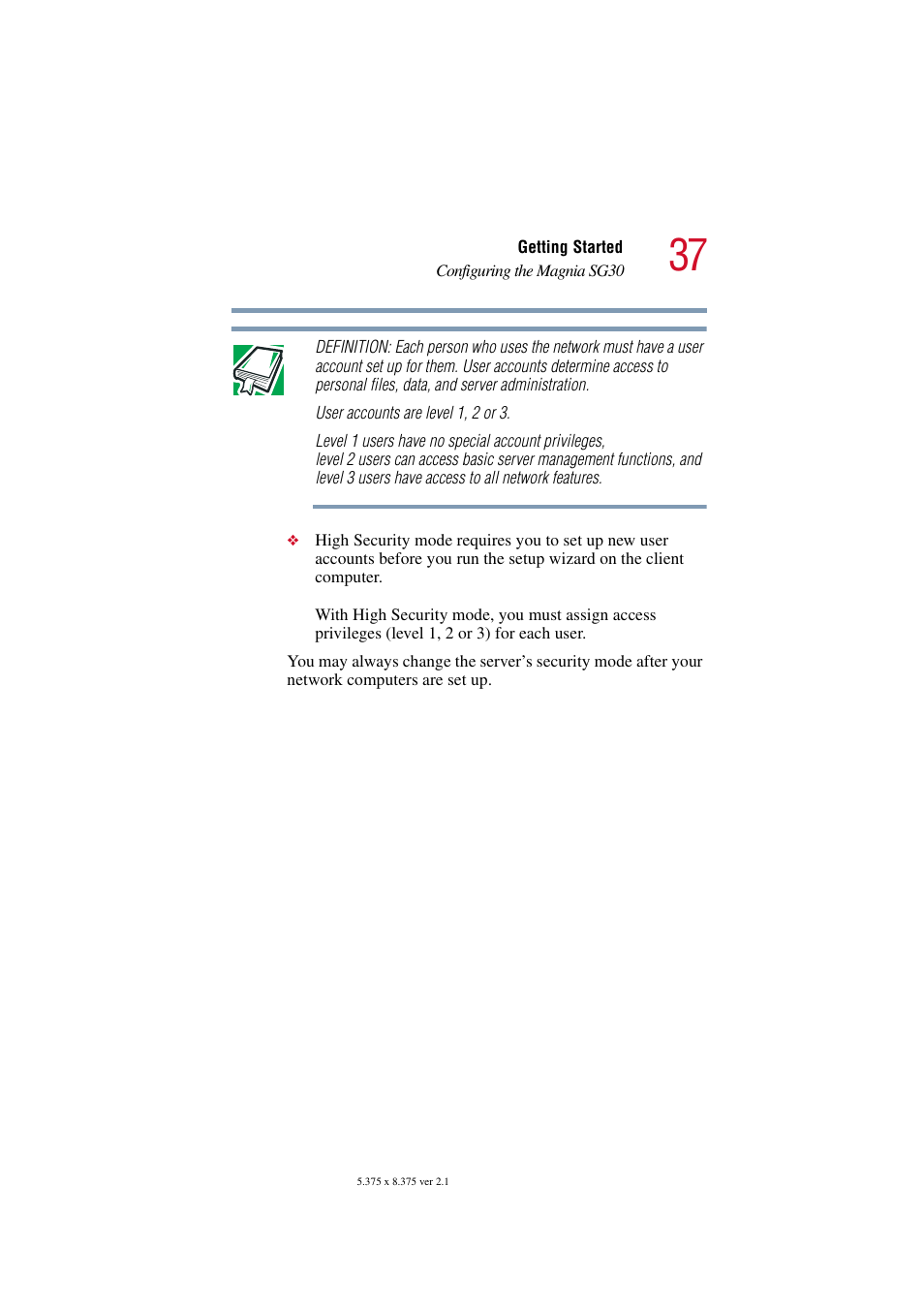 Toshiba Magnia SG30 User Manual | Page 35 / 296