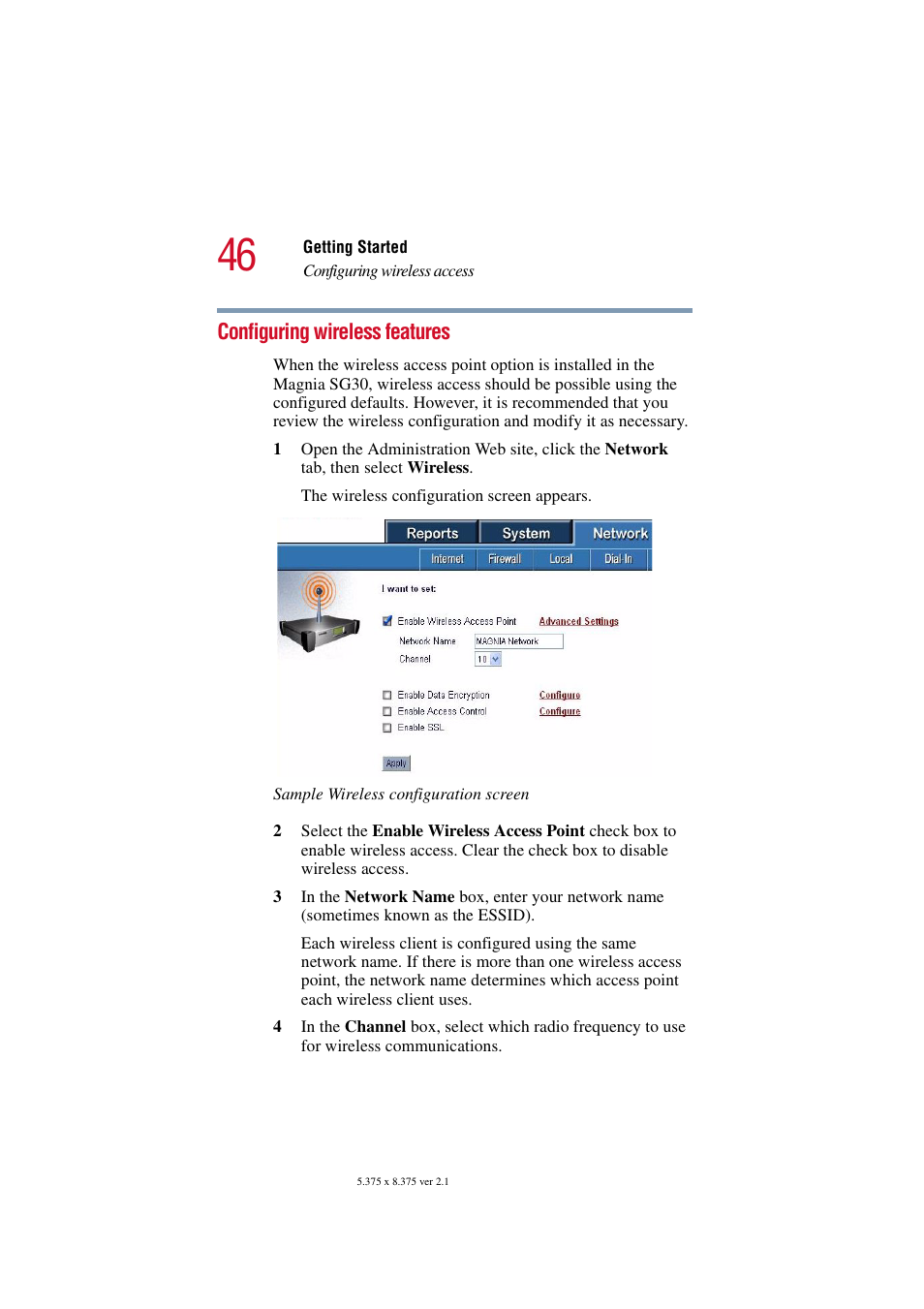 Configuring wireless features | Toshiba Magnia SG30 User Manual | Page 44 / 296